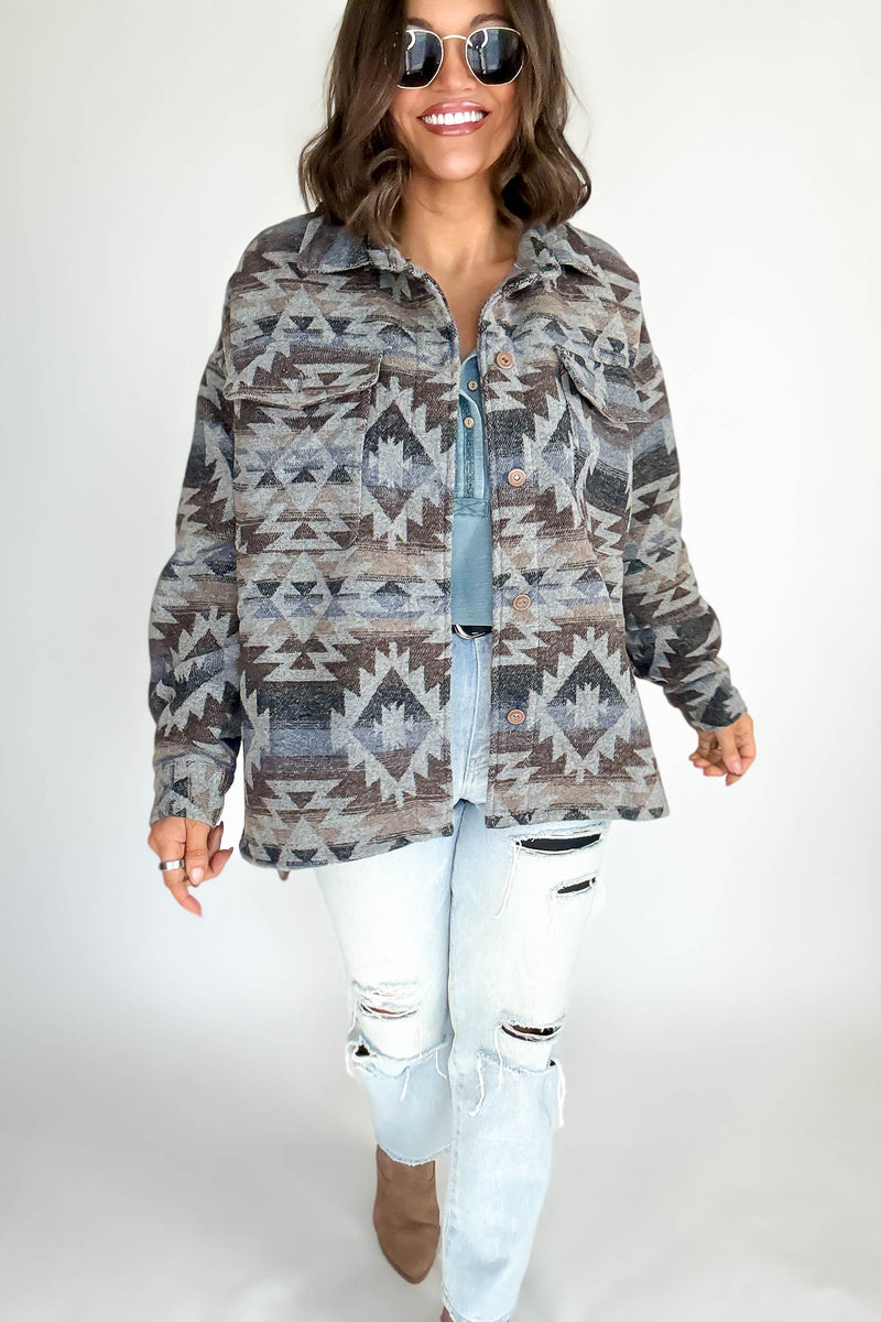 Aztec Print Shacket