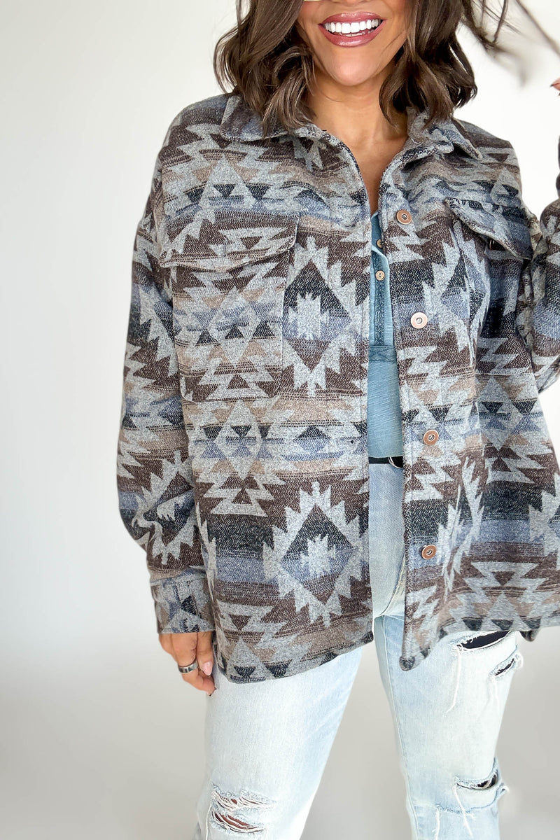 Aztec Print Shacket
