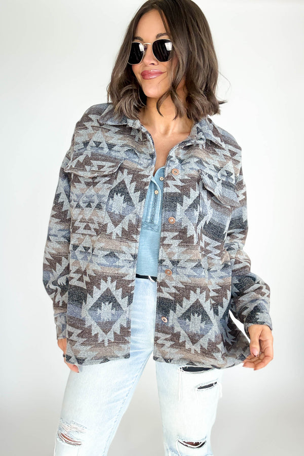 Aztec Print Shacket