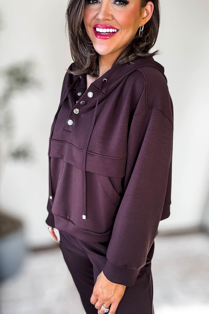 Double Chocolate Marl Flap Pocket Hoodie