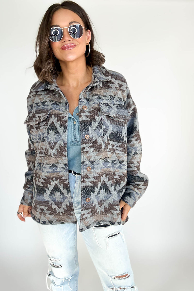 Aztec Print Shacket