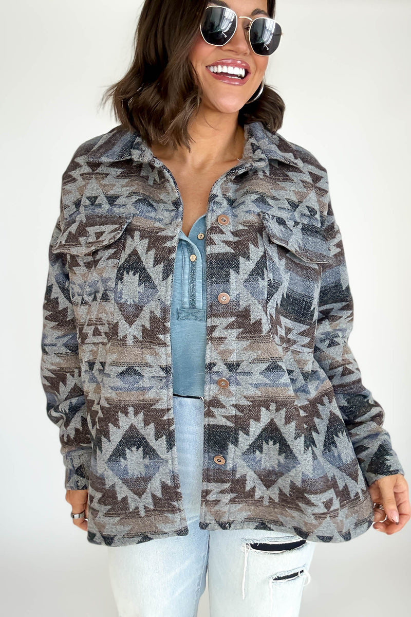 Aztec Print Shacket