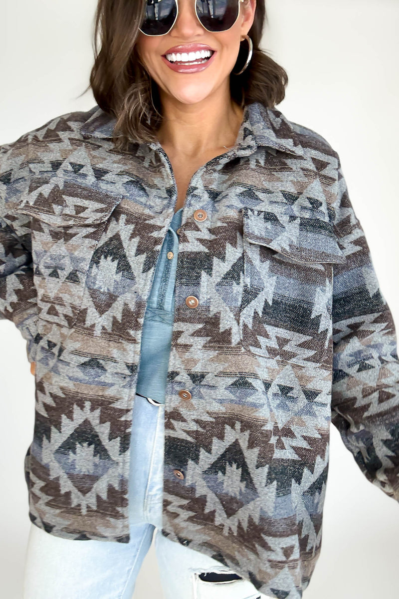 Aztec Print Shacket