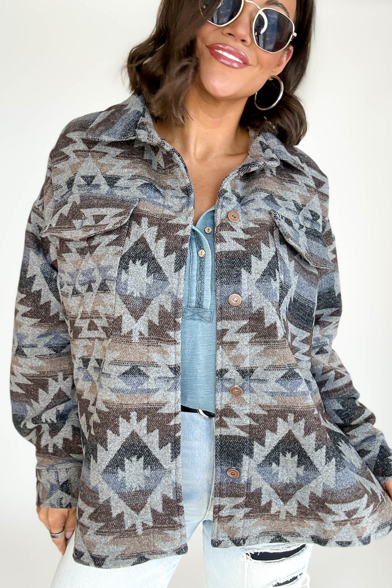 Aztec Print Shacket