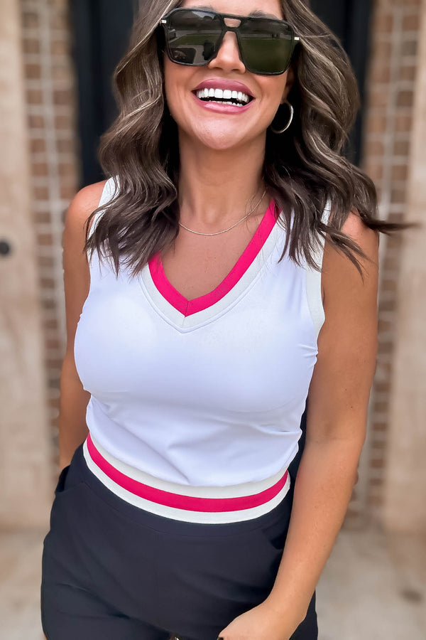 Mono B Hot Pink Color Block Active Tank Top