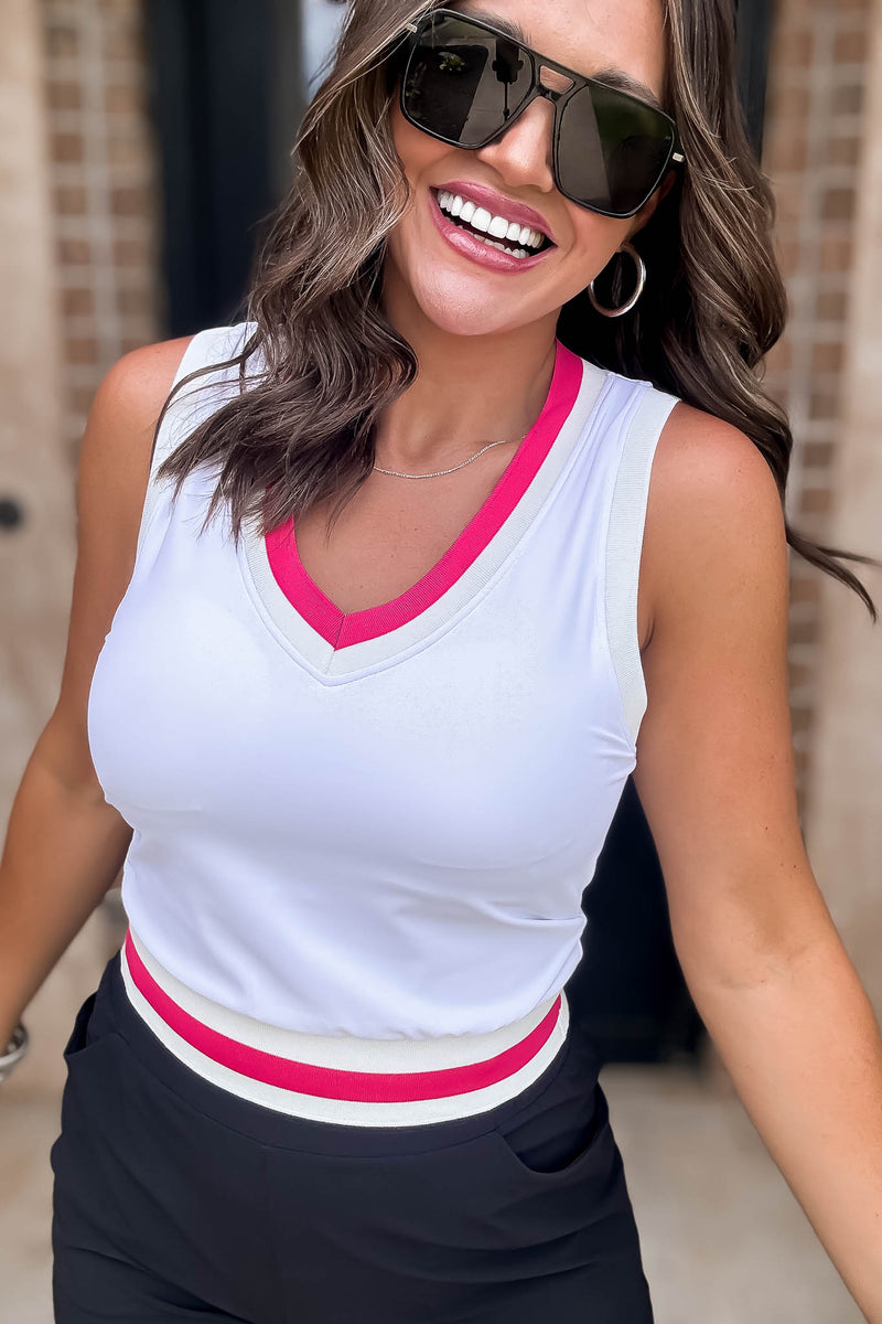 Mono B Hot Pink Color Block Active Tank Top