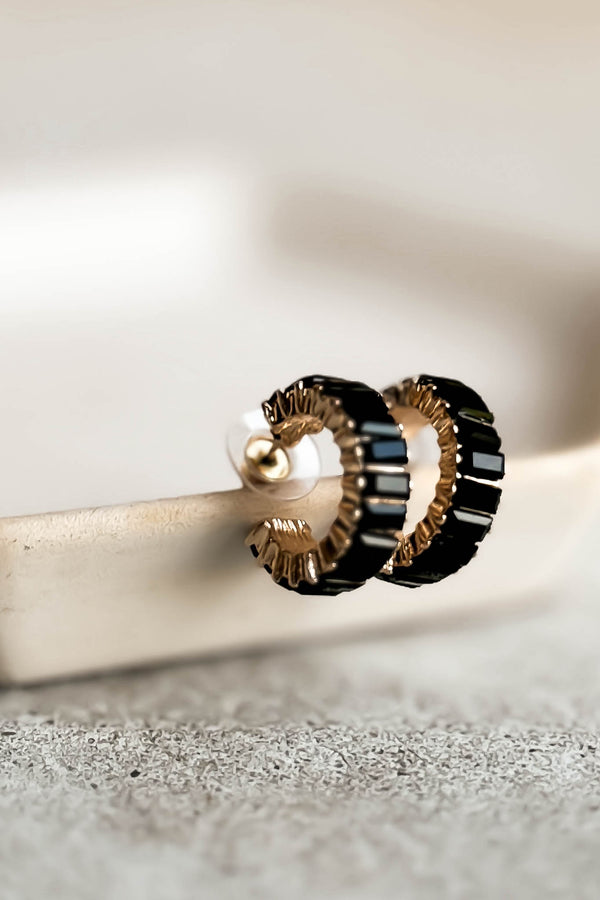 Black Baguette Hoop Earrings