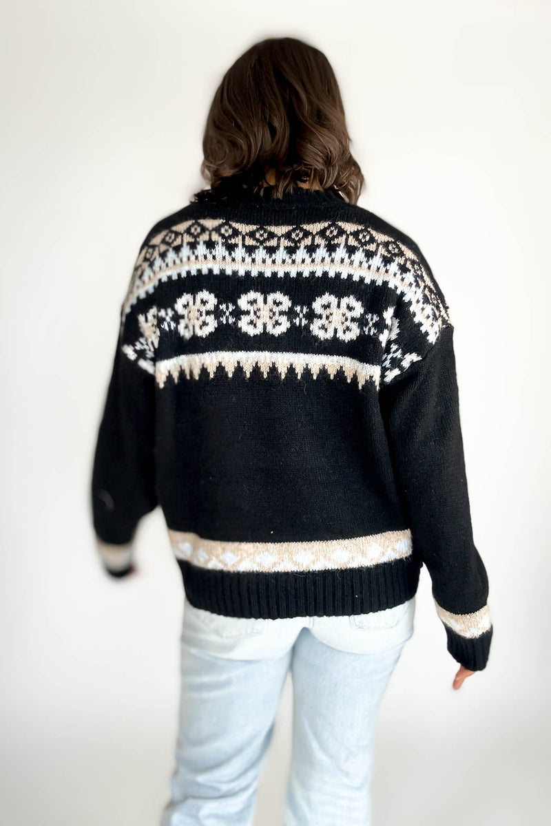 Black Fair Aisle Crewneck Knitted Sweater