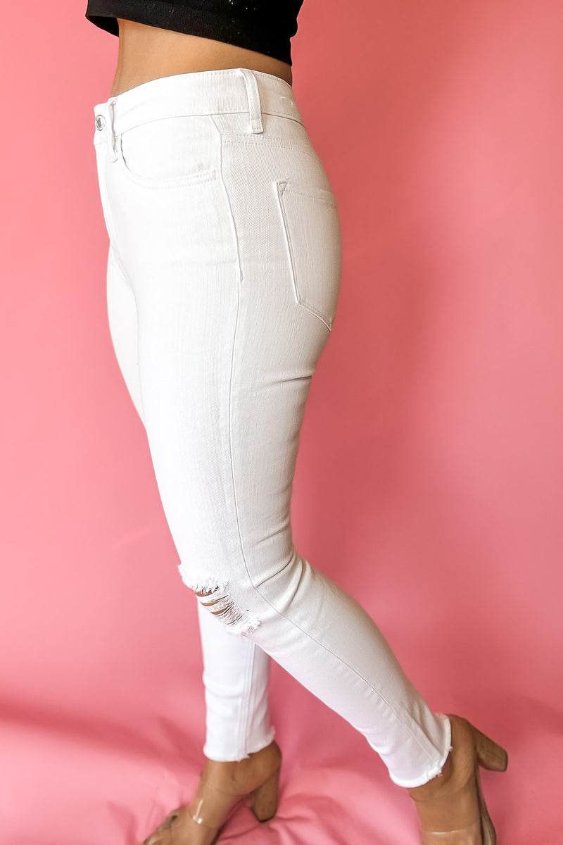Vervet White High Rise Crop Skinny Jeans