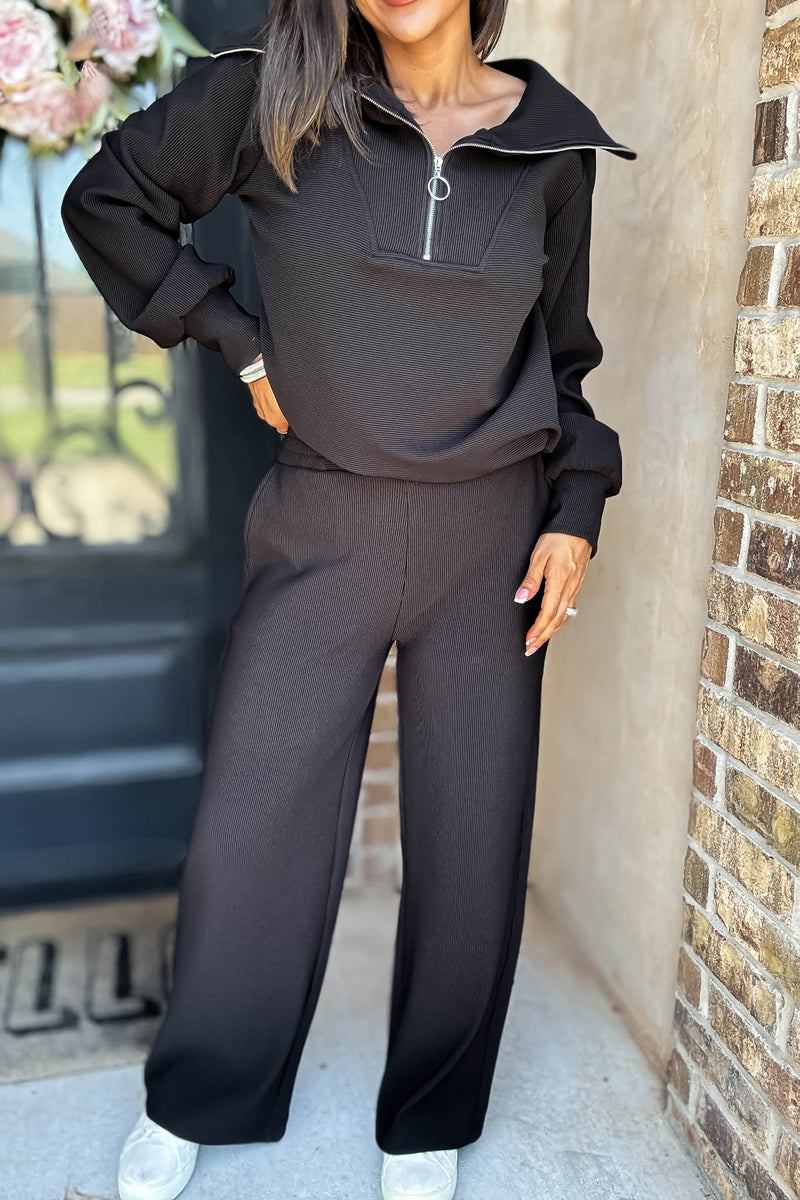 Accolade Black Ribbed High Pants