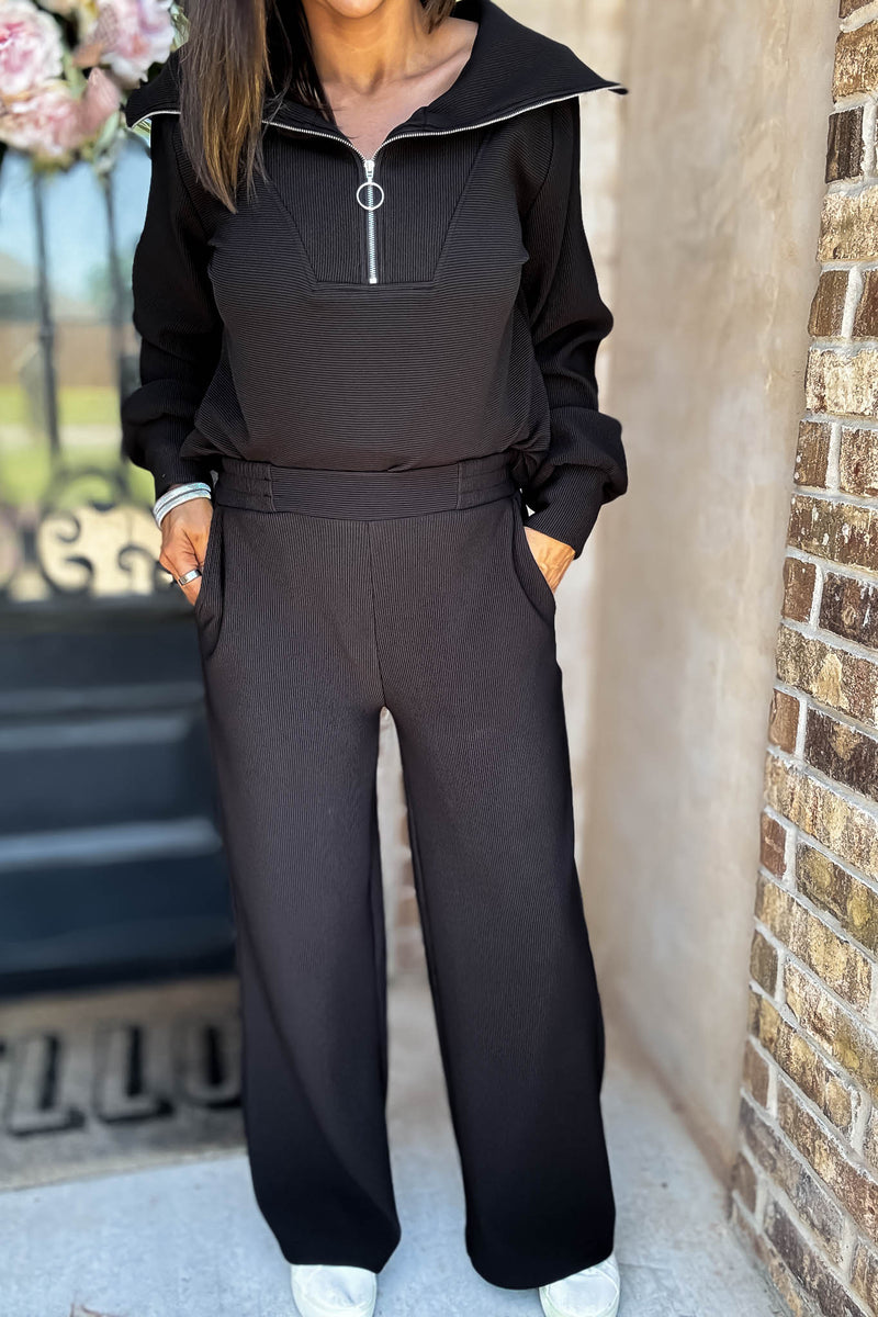 Accolade Black Ribbed High Pants