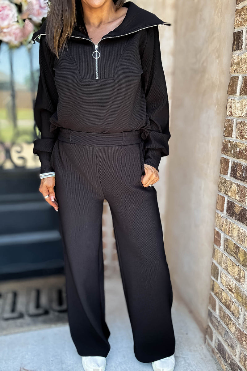 Accolade Black Ribbed High Pants