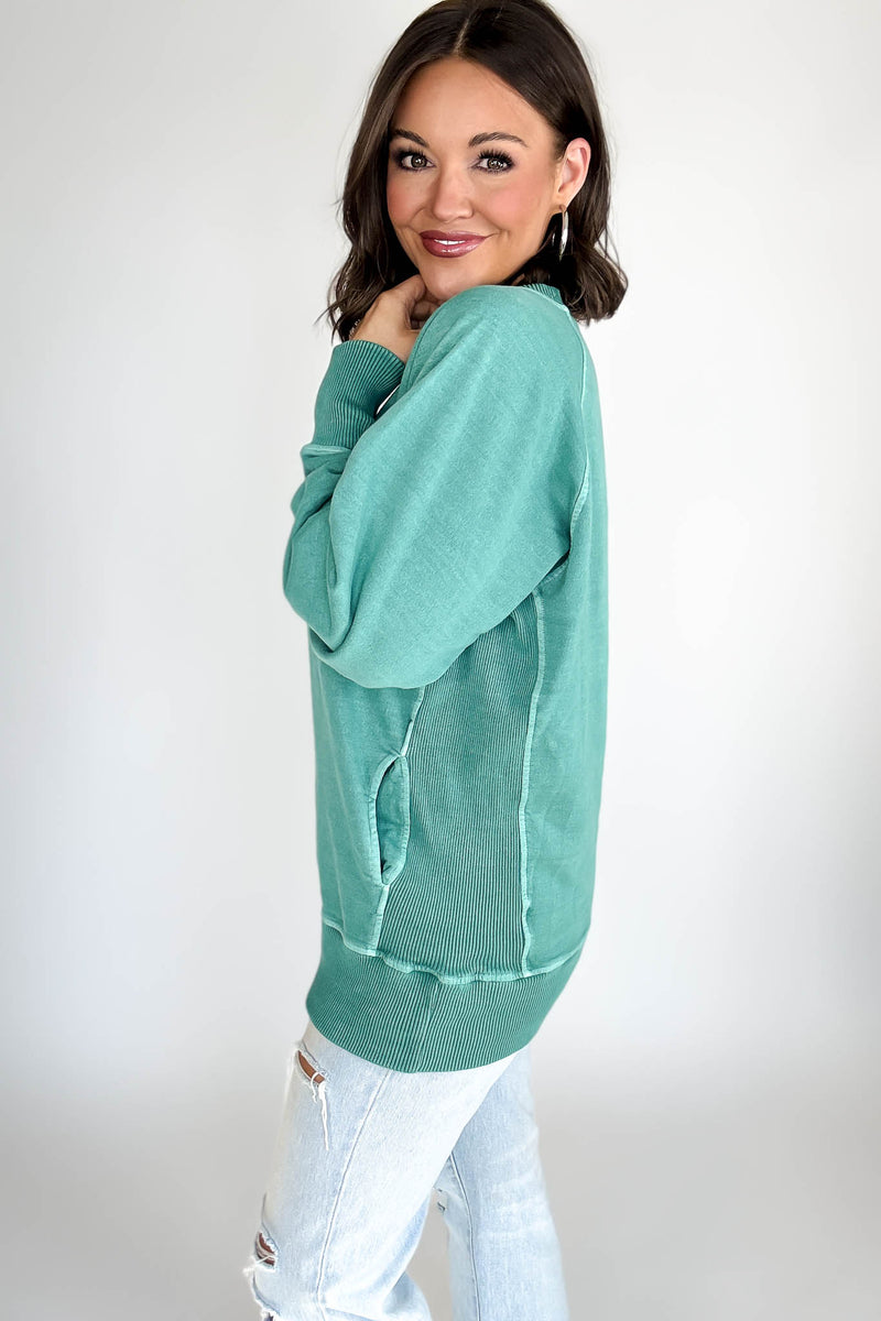 Stella Steal Dark Green Pigment Dyed French Terry Pullover With Pockets (NO RESTOCK)