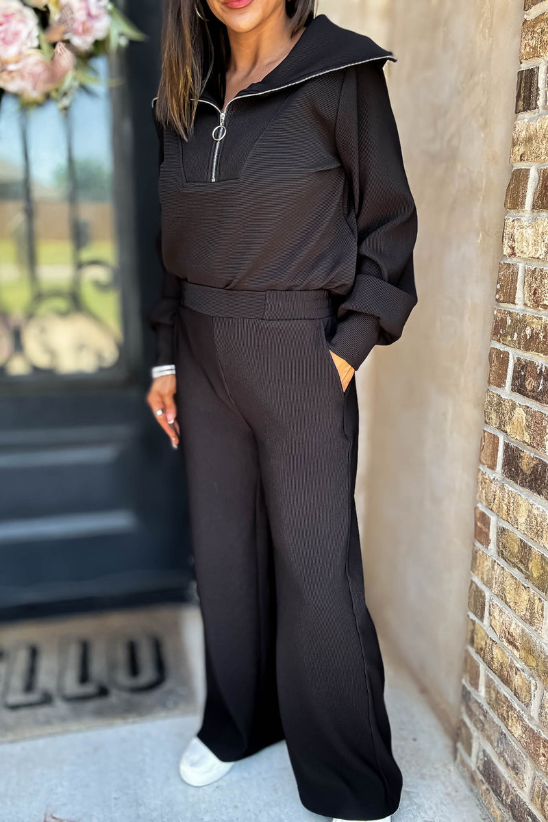 Accolade Black Ribbed High Pants
