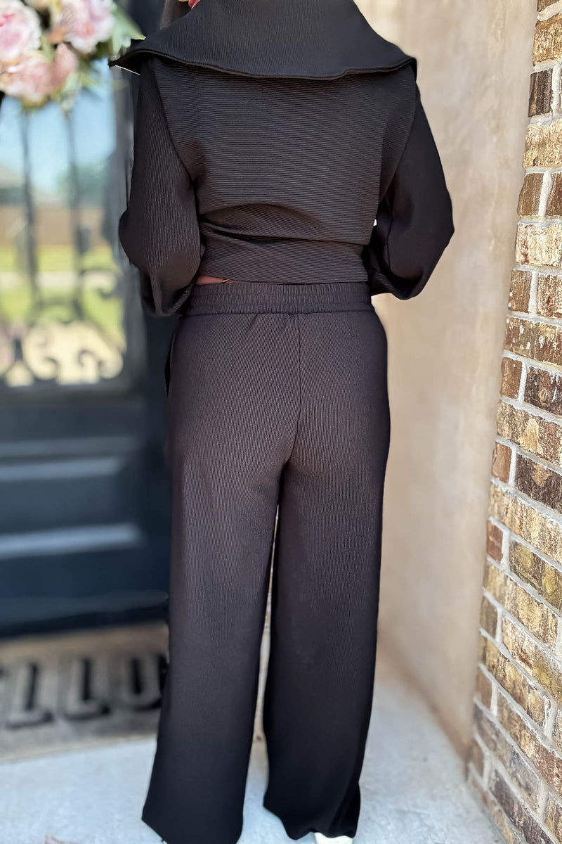 Accolade Black Ribbed High Pants