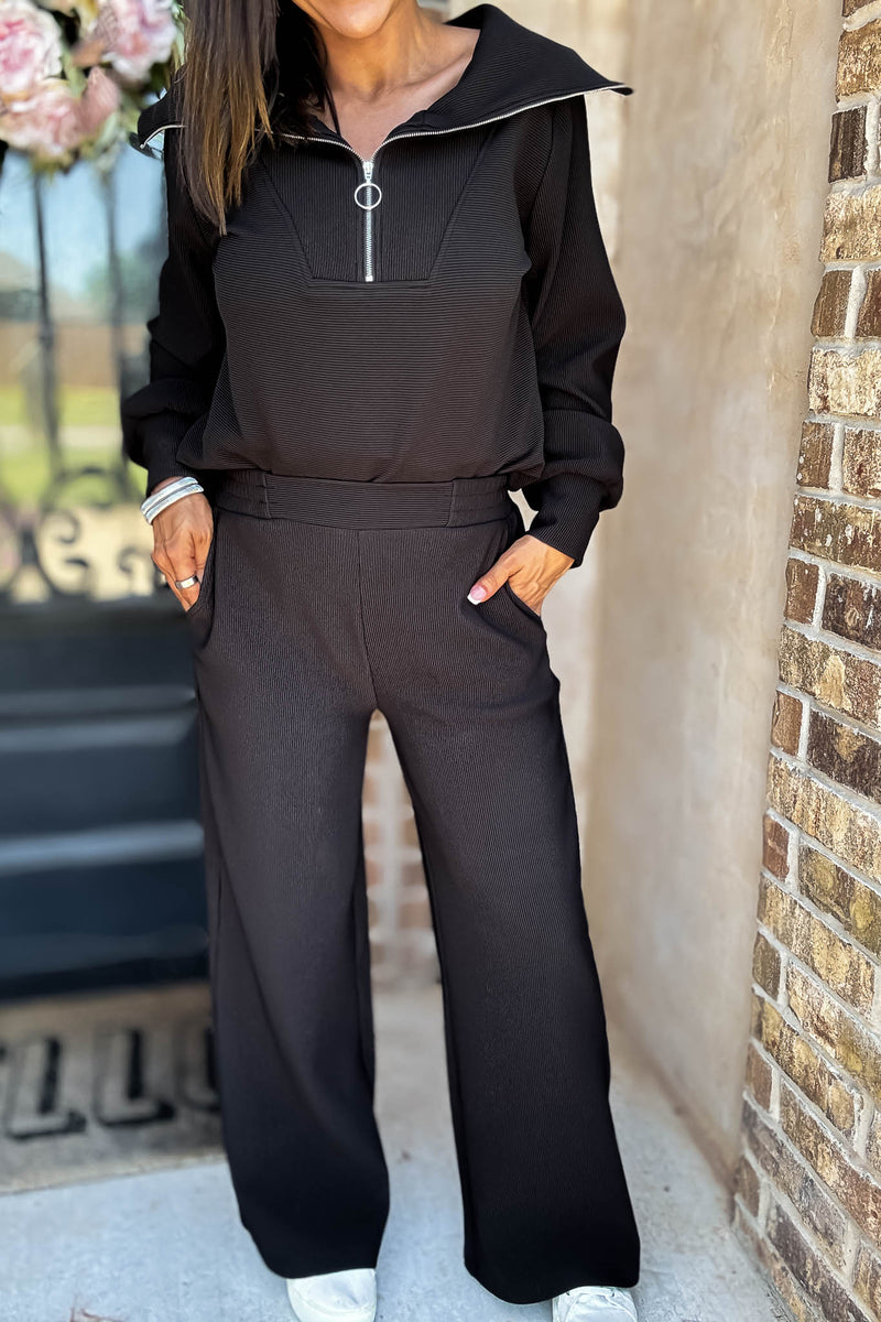 Accolade Black Ribbed High Pants