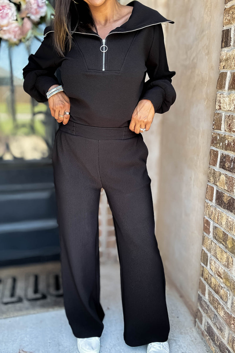 Accolade Black Ribbed High Pants