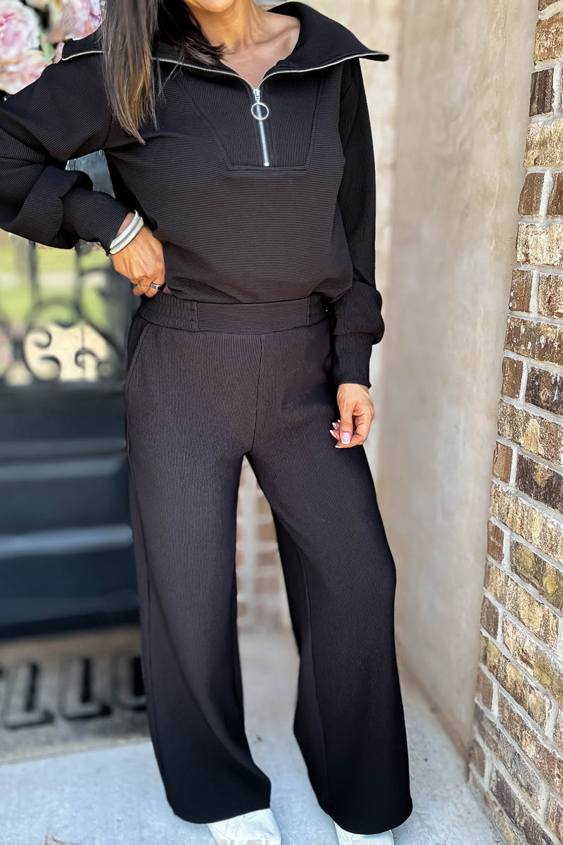 Accolade Black Ribbed High Pants
