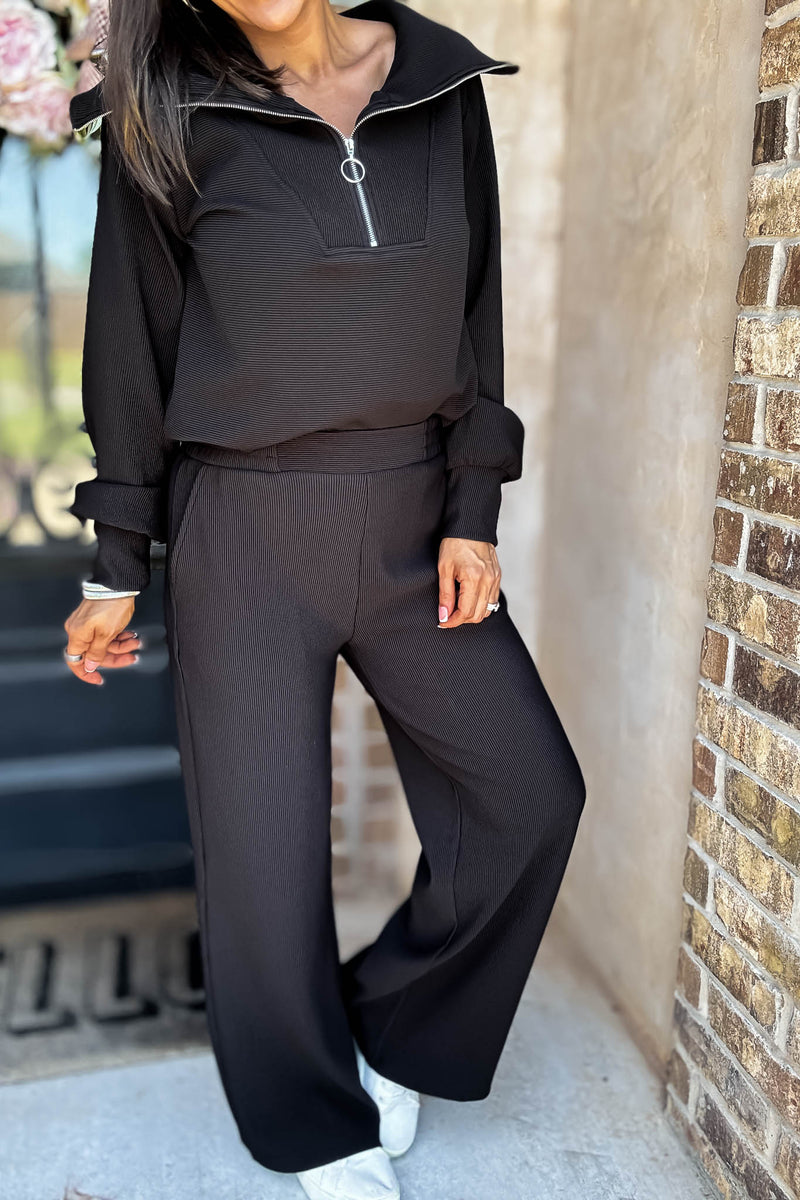 Accolade Black Ribbed High Pants