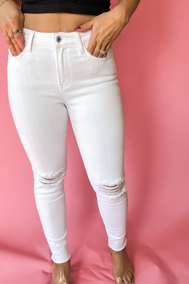 Vervet White High Rise Crop Skinny Jeans