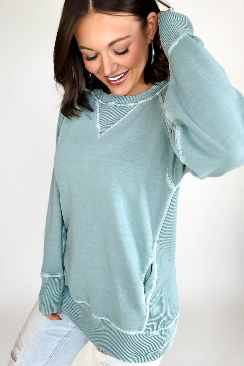 Stella Steal Ash Blue Pigment Dyed French Terry Pullover With Pockets (NO RESTOCK)