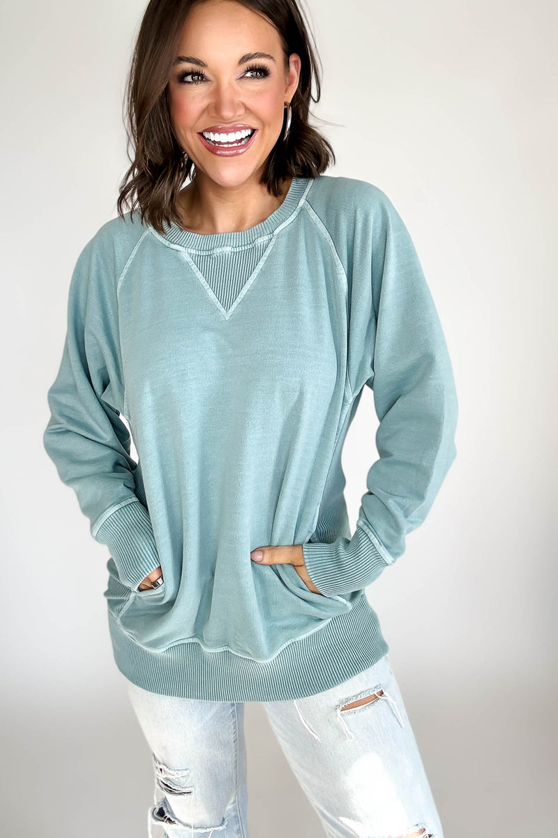 Stella Steal Ash Blue Pigment Dyed French Terry Pullover With Pockets (NO RESTOCK)