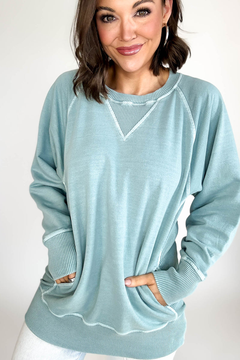 Stella Steal Ash Blue Pigment Dyed French Terry Pullover With Pockets (NO RESTOCK)