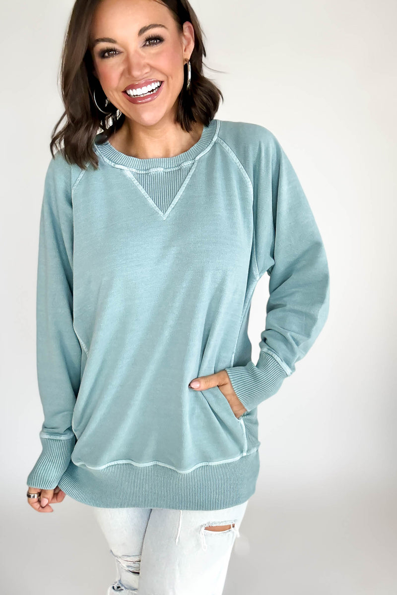 Stella Steal Ash Blue Pigment Dyed French Terry Pullover With Pockets (NO RESTOCK)
