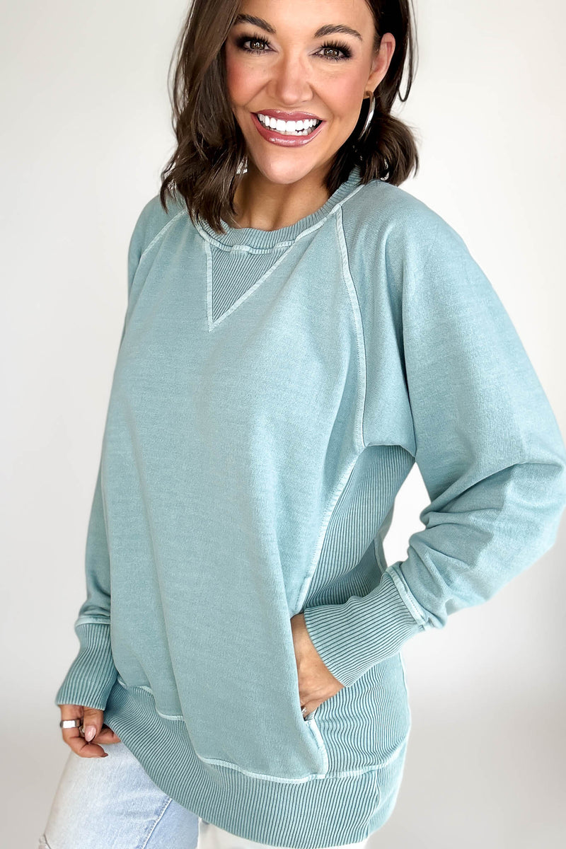 Stella Steal Ash Blue Pigment Dyed French Terry Pullover With Pockets (NO RESTOCK)