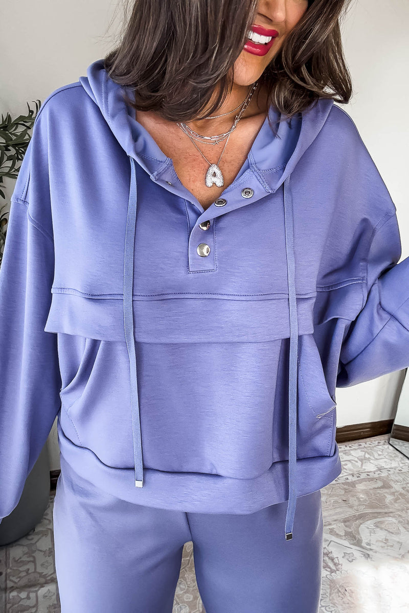 Double Stone Blue Flap Pocket Hoodie