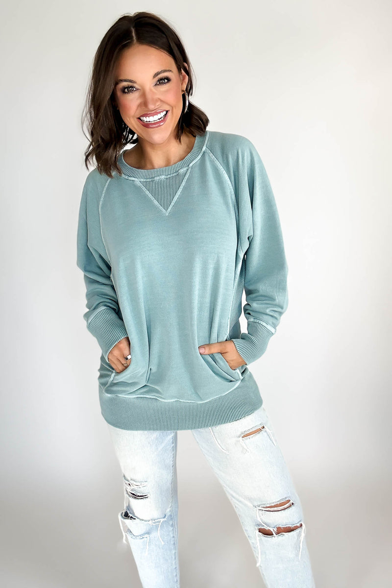Stella Steal Ash Blue Pigment Dyed French Terry Pullover With Pockets (NO RESTOCK)