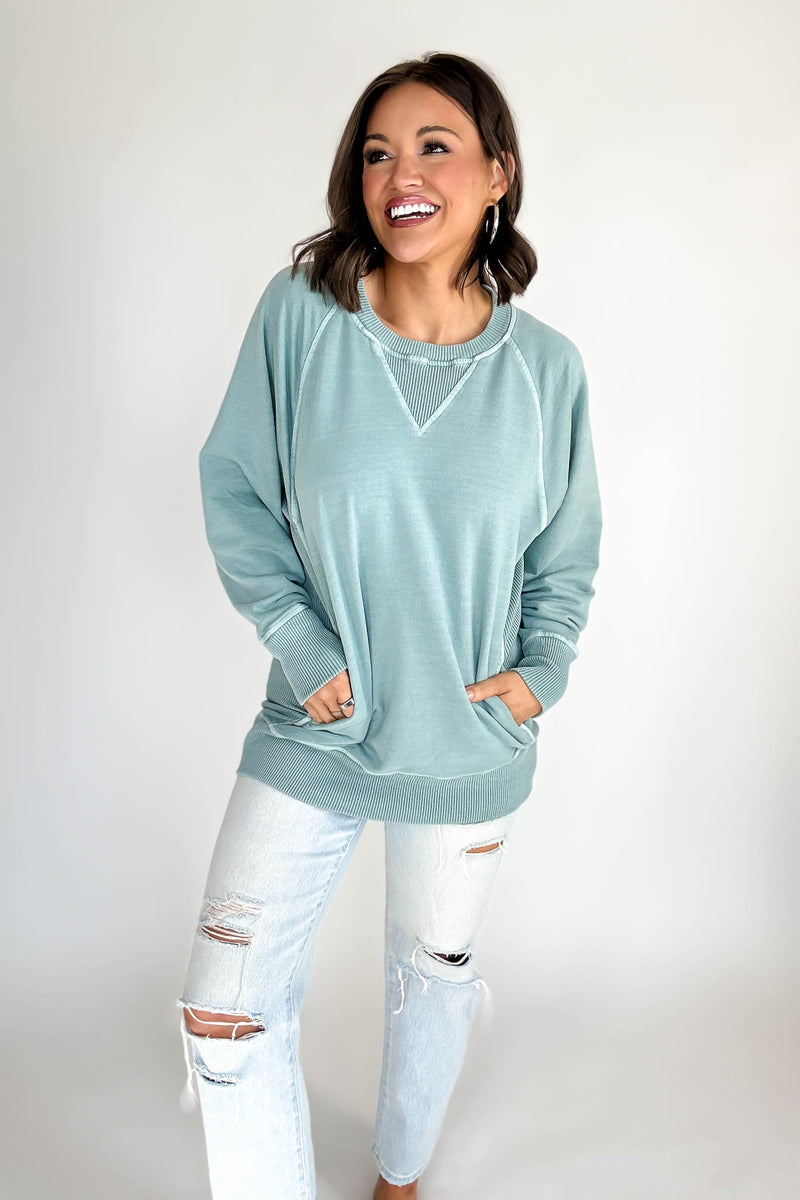 Stella Steal Ash Blue Pigment Dyed French Terry Pullover With Pockets (NO RESTOCK)
