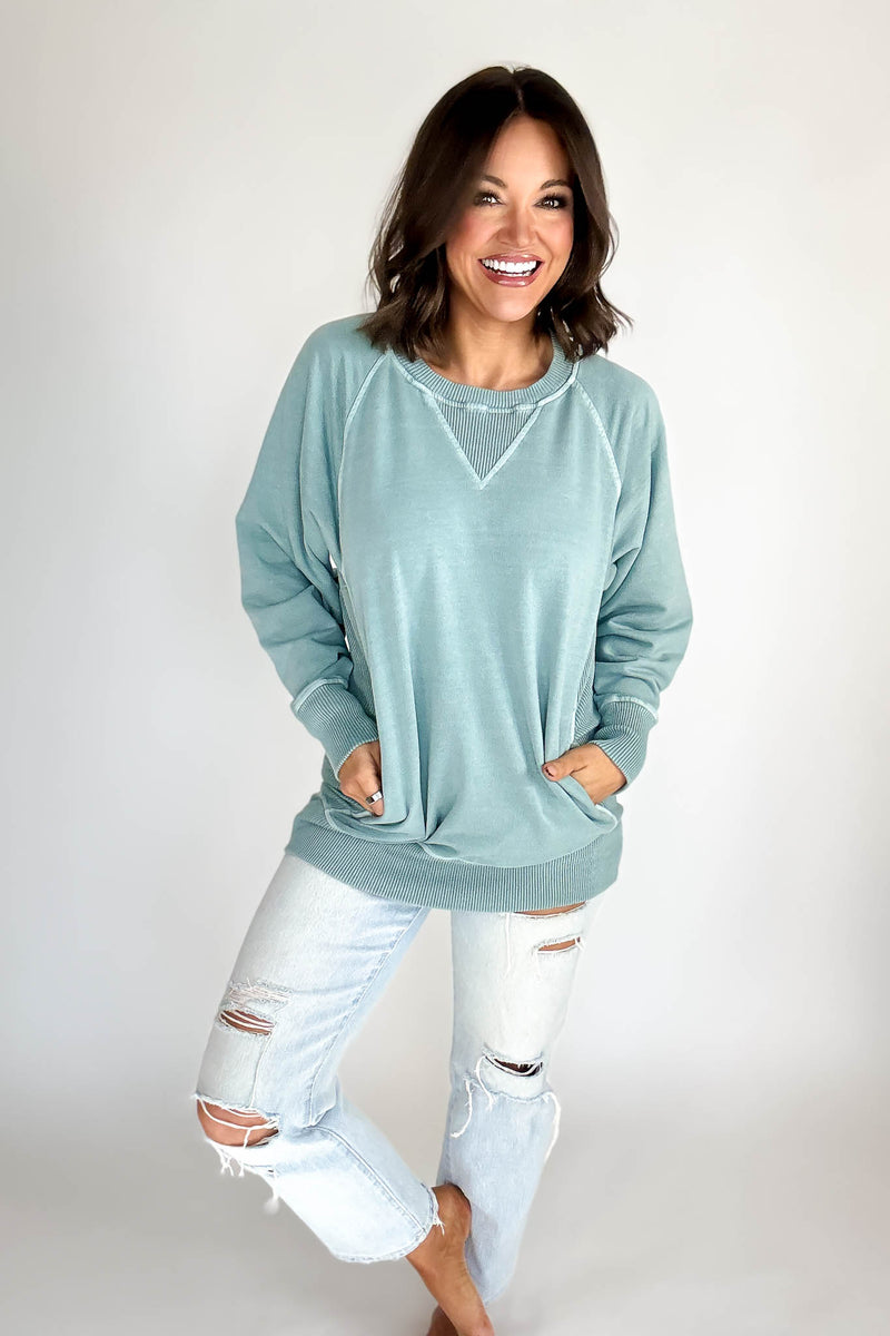 Stella Steal Ash Blue Pigment Dyed French Terry Pullover With Pockets (NO RESTOCK)