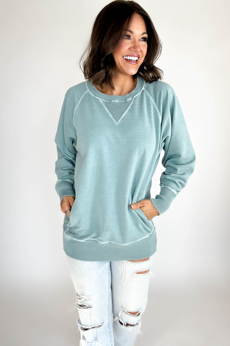 Stella Steal Ash Blue Pigment Dyed French Terry Pullover With Pockets (NO RESTOCK)