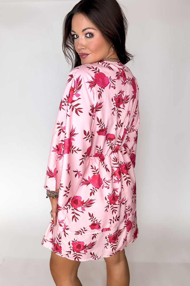 Pink Kimono Floral Dress