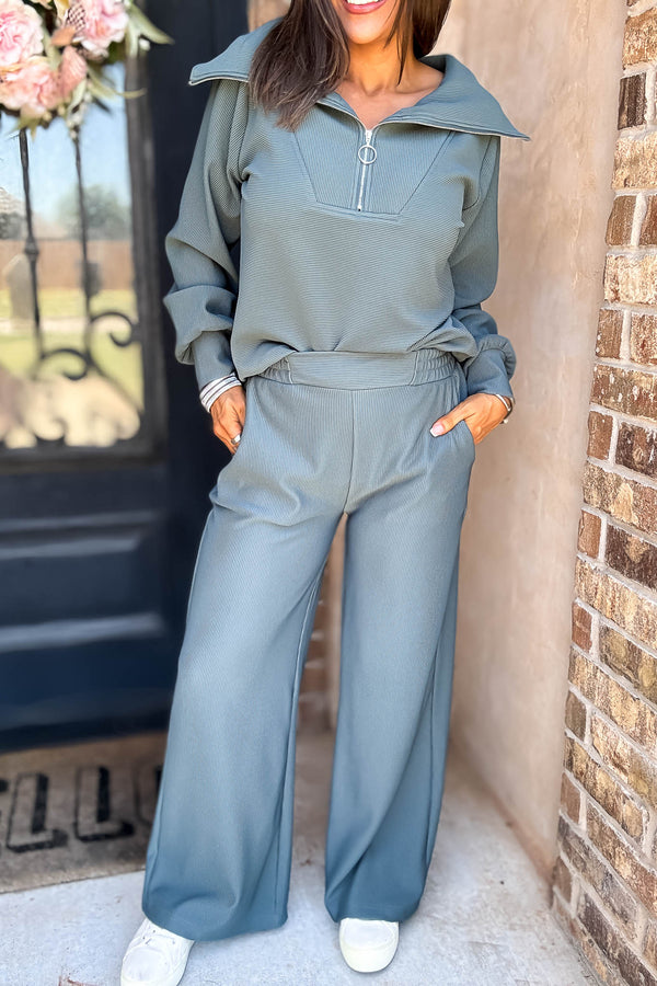 Accolade Ash Jade Ribbed High Pants
