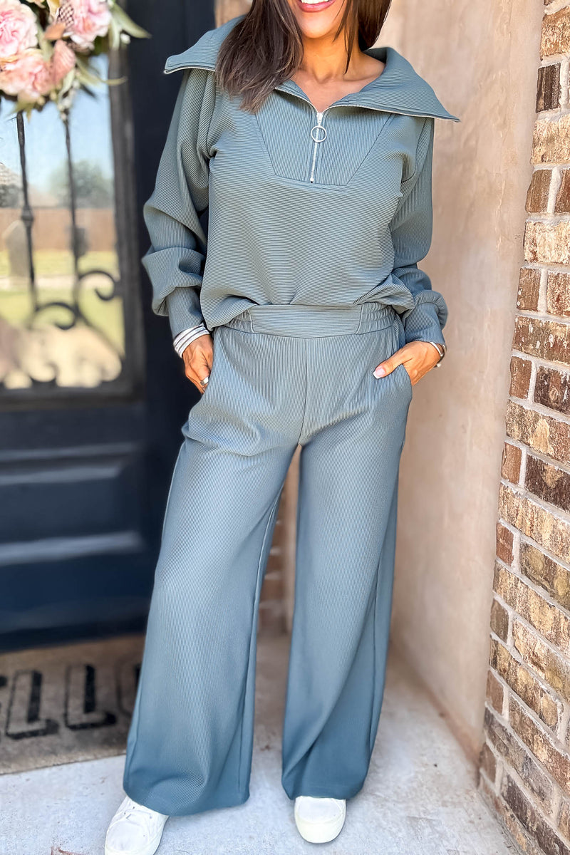 Accolade Ash Jade Ribbed High Pants