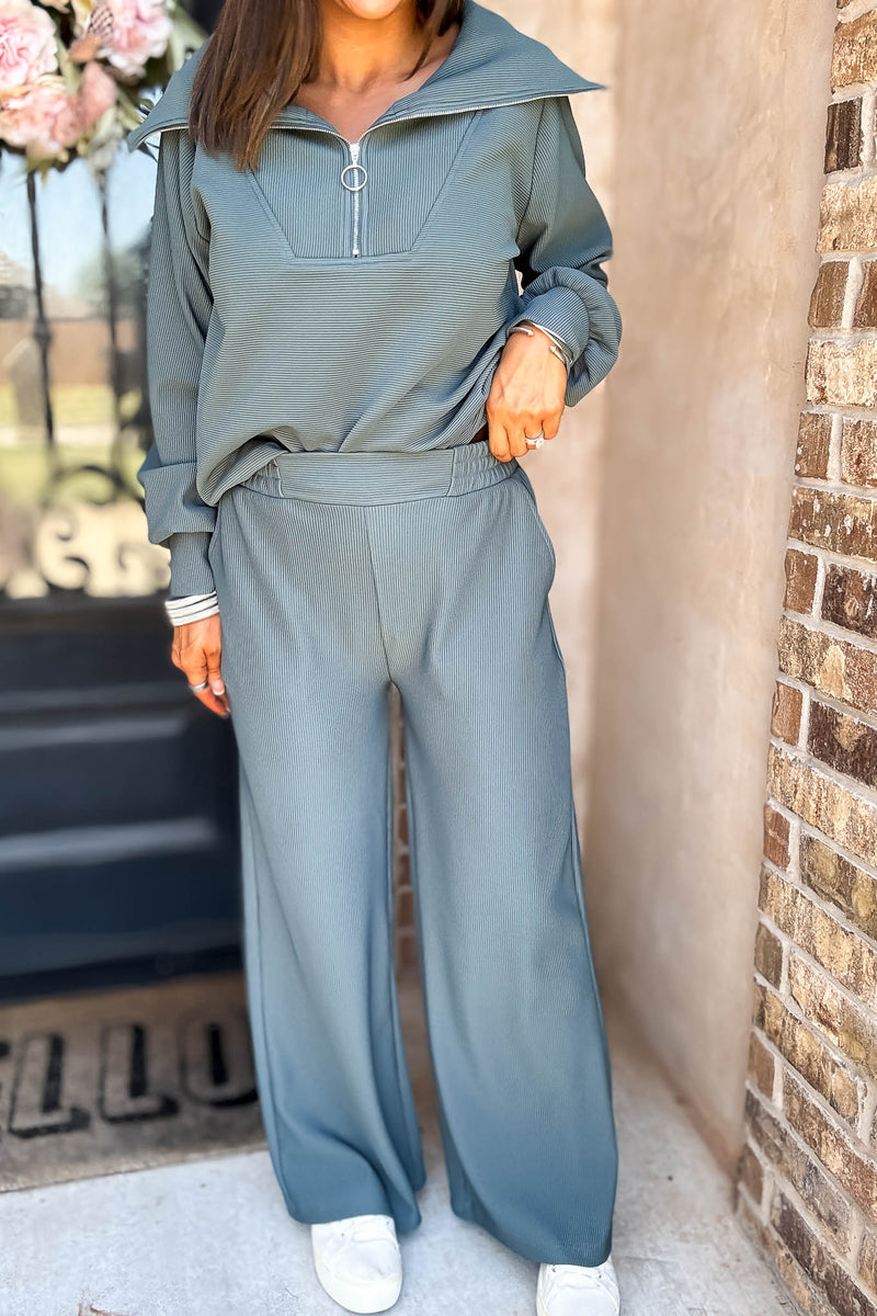 Accolade Ash Jade Ribbed High Pants