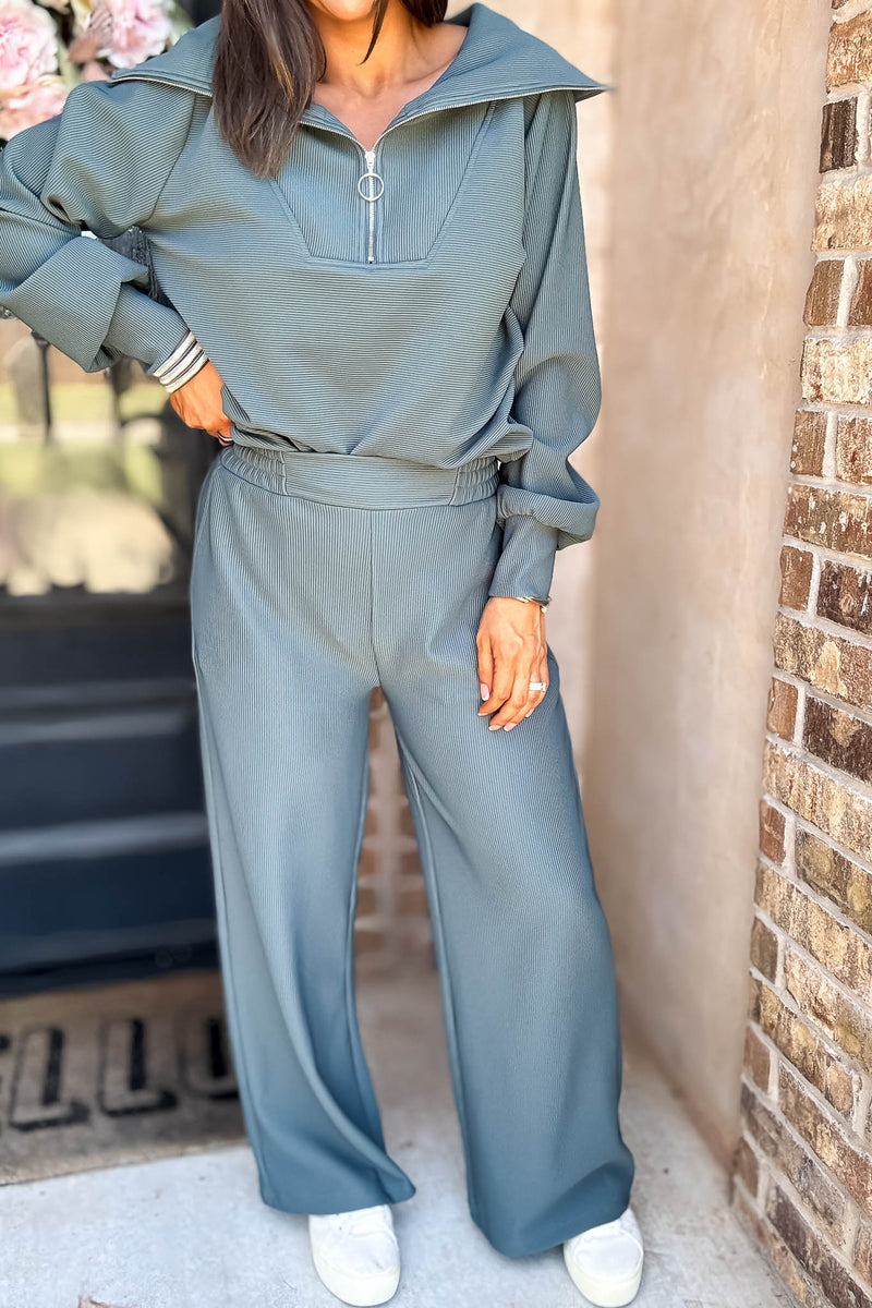 Accolade Ash Jade Ribbed High Pants