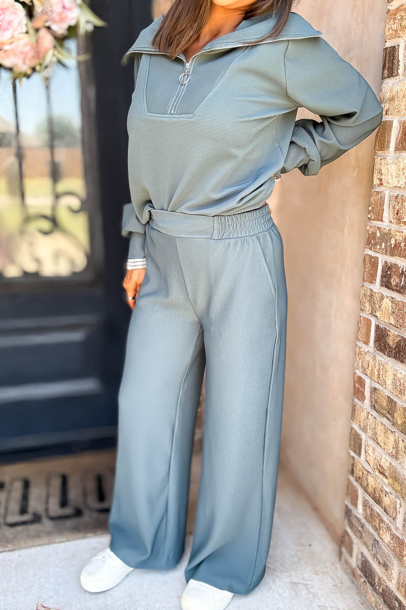 Accolade Ash Jade Ribbed High Pants