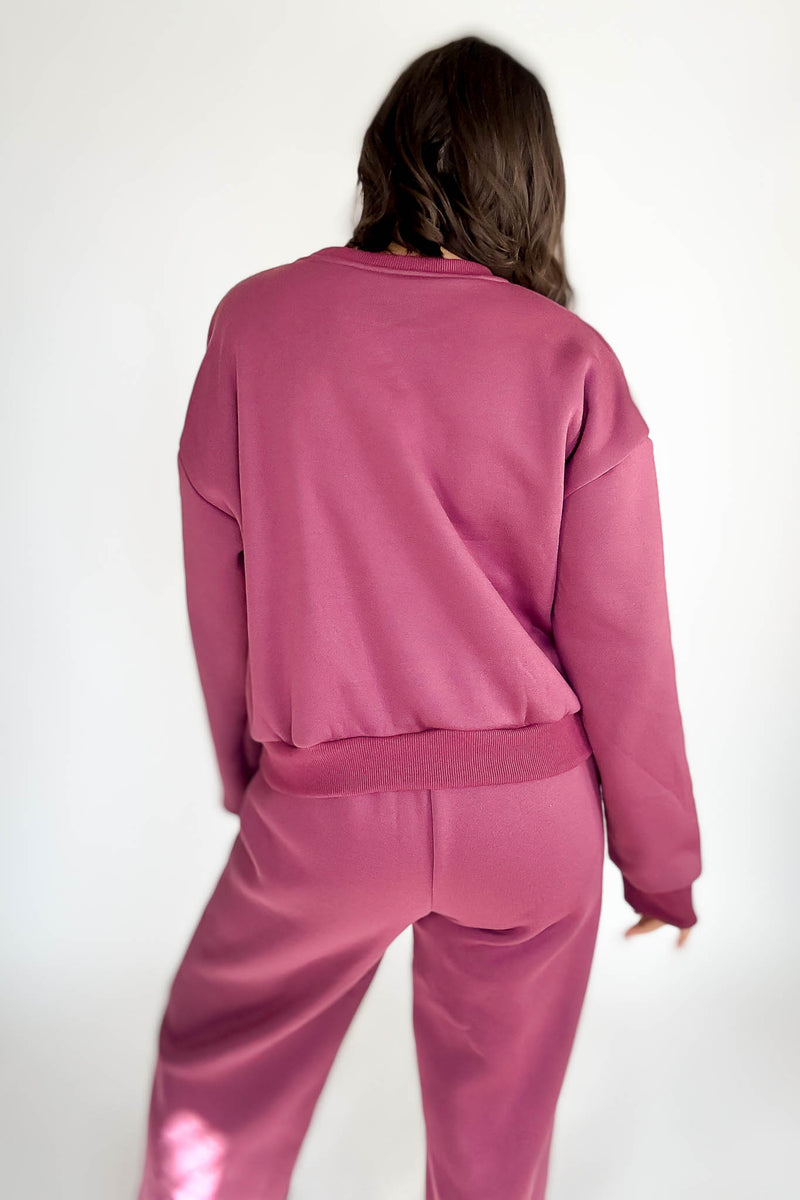 Cozy Dark Mauve Sweatshirt Top