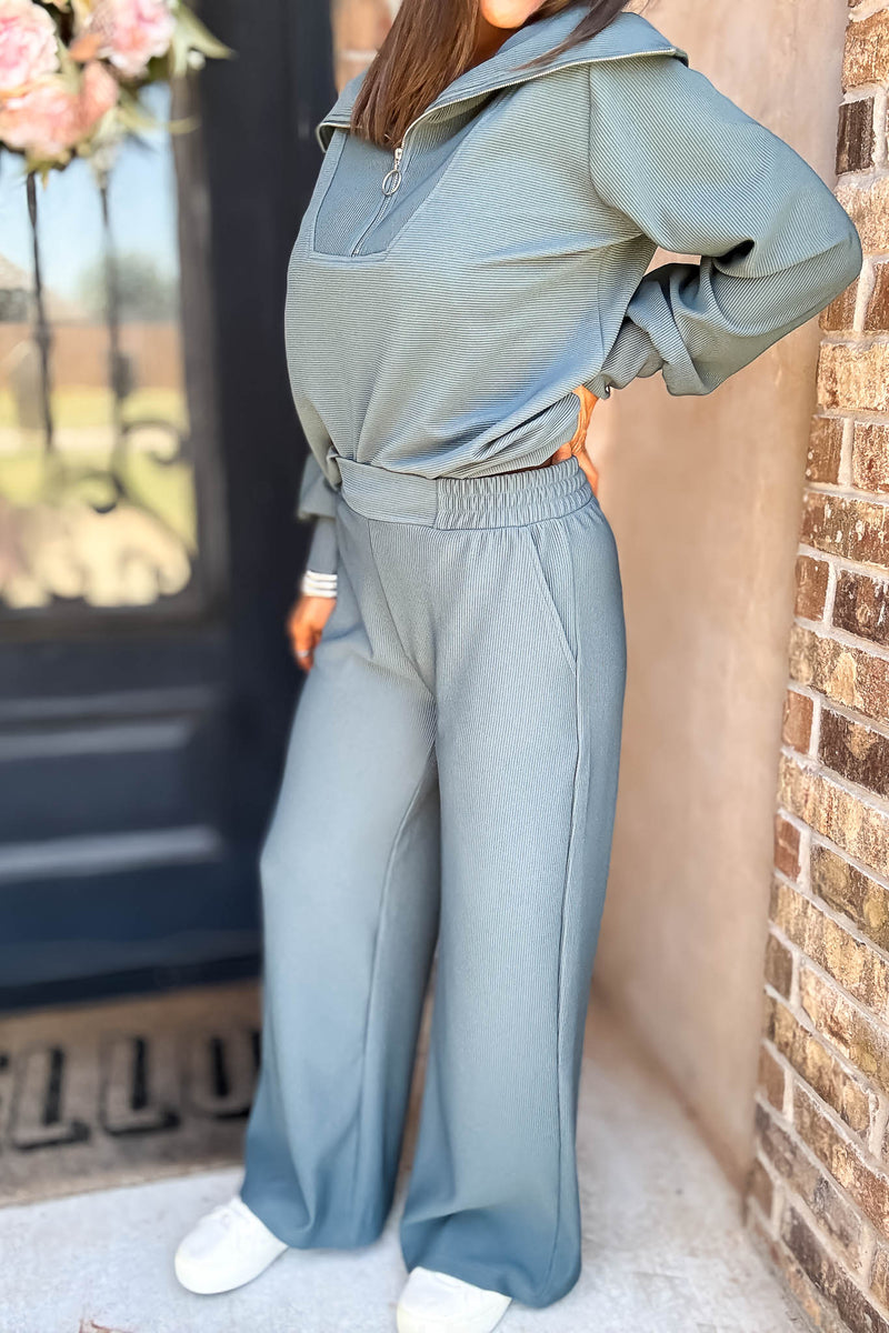Accolade Ash Jade Ribbed High Pants