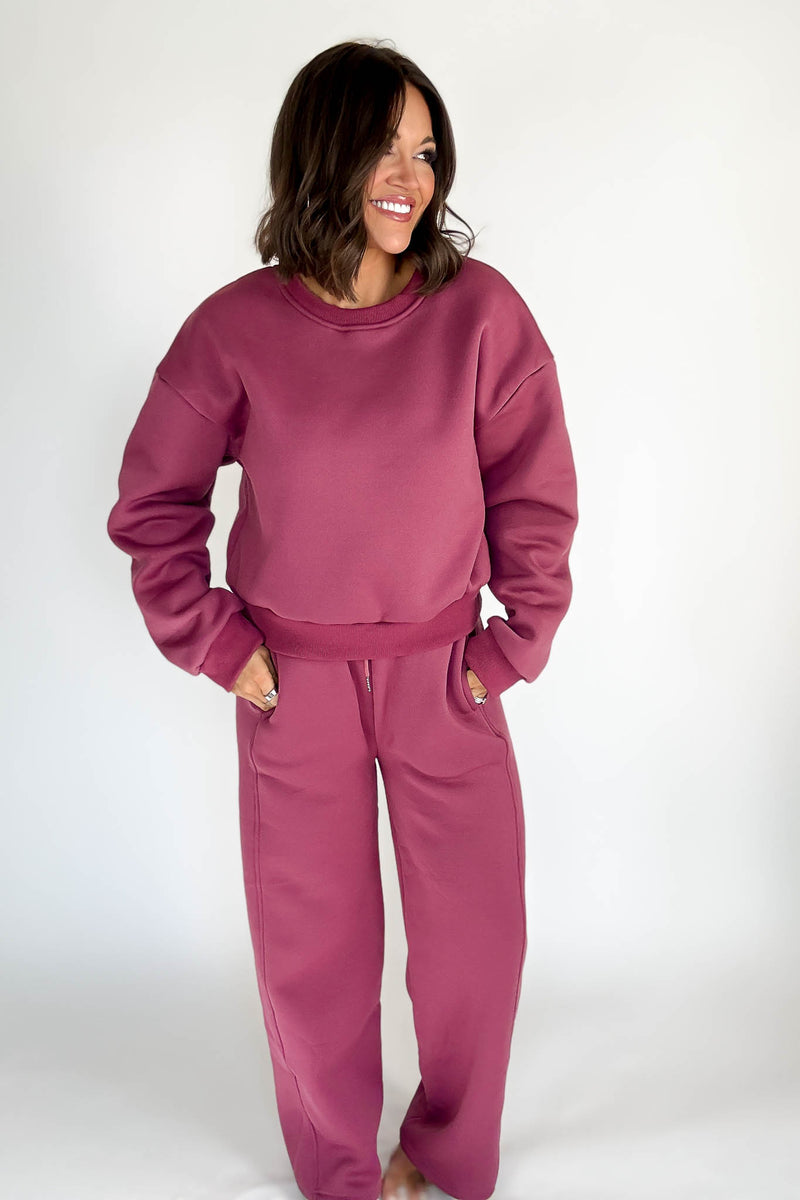 Cozy Dark Mauve Sweatshirt Top