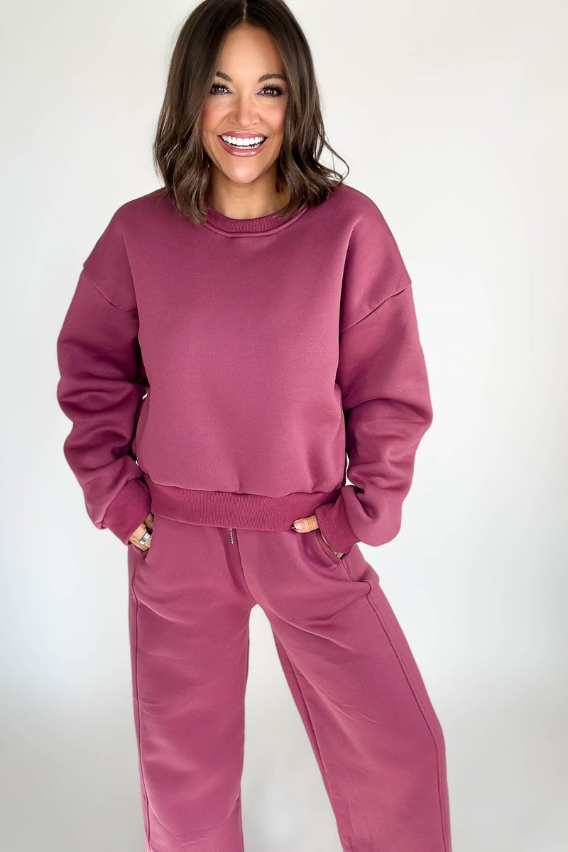 Cozy Dark Mauve Sweatshirt Top