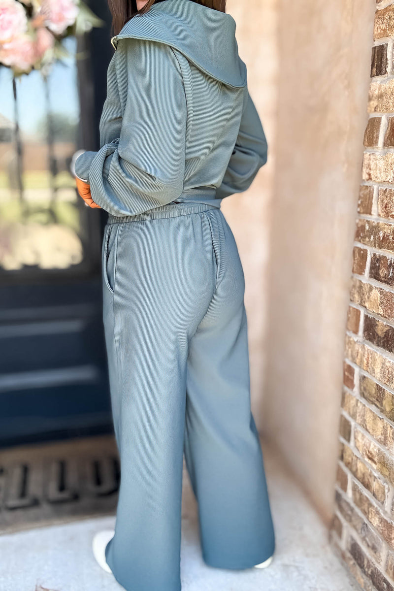 Accolade Ash Jade Ribbed High Pants