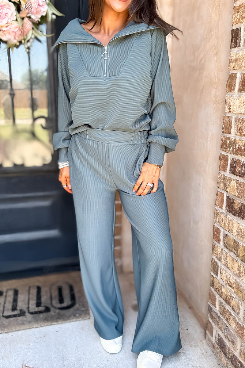 Accolade Ash Jade Ribbed High Pants