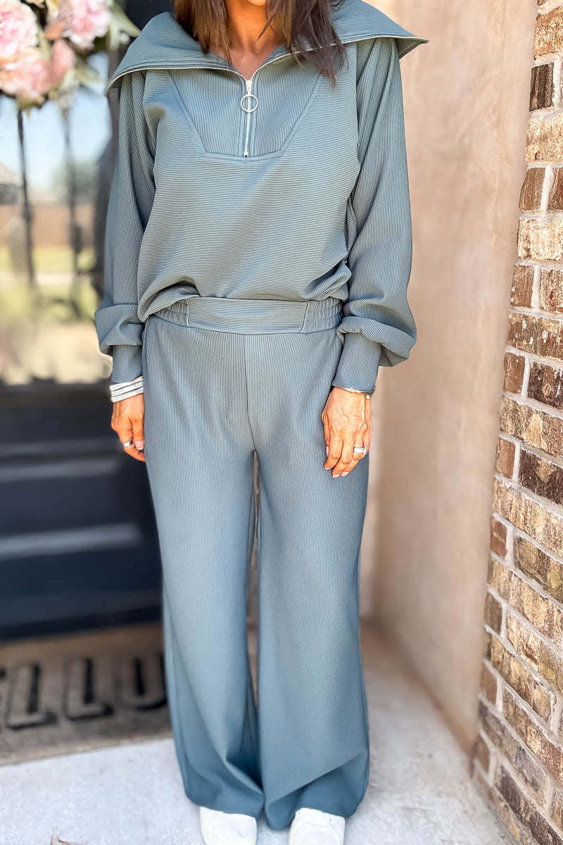 Accolade Ash Jade Ribbed High Pants