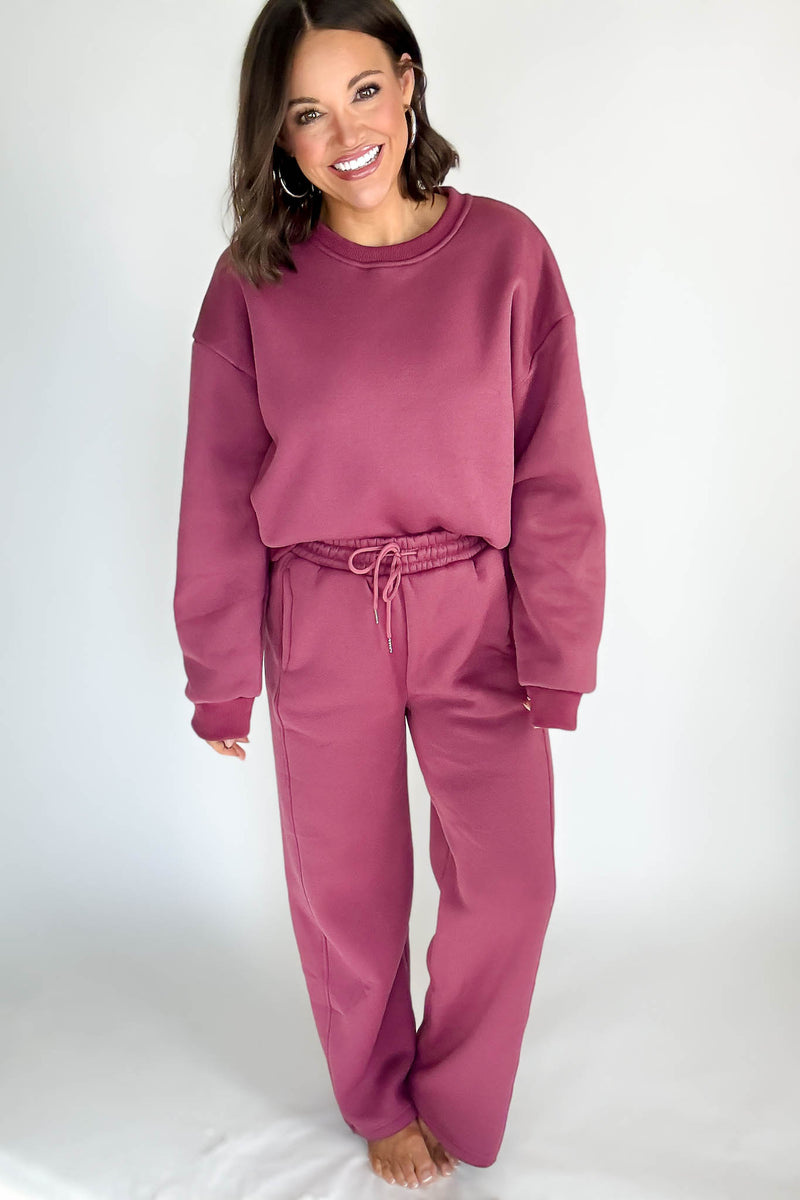 Cozy Dark Mauve Sweatshirt Top