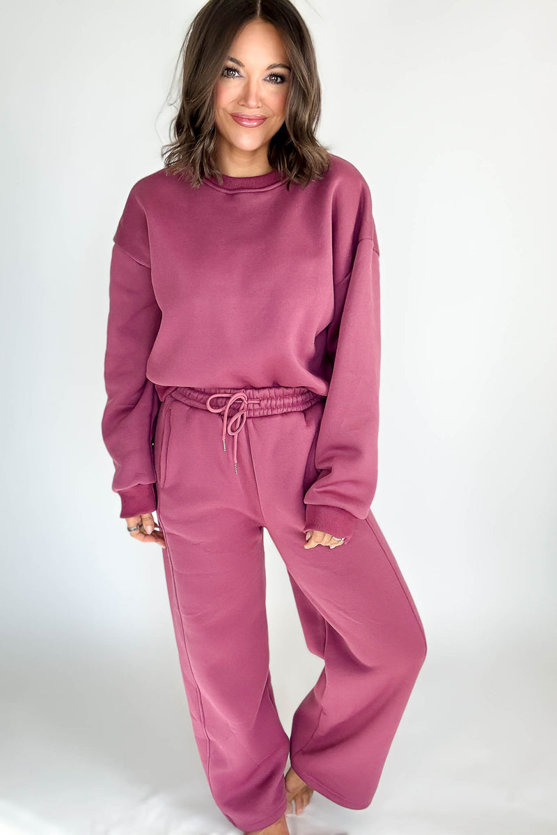 Cozy Dark Mauve Sweatshirt Top
