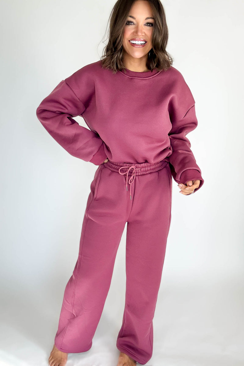Cozy Dark Mauve Sweatshirt Top